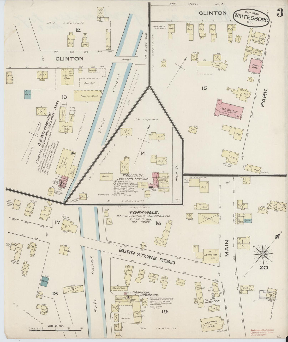Sanborn Fire Insurance Map from Whitesboro, Oneida County, New York (1885), Sheet #0003 - Complete Map Set gallery image, historic Sanborn map, vintage wall art, New York New York
