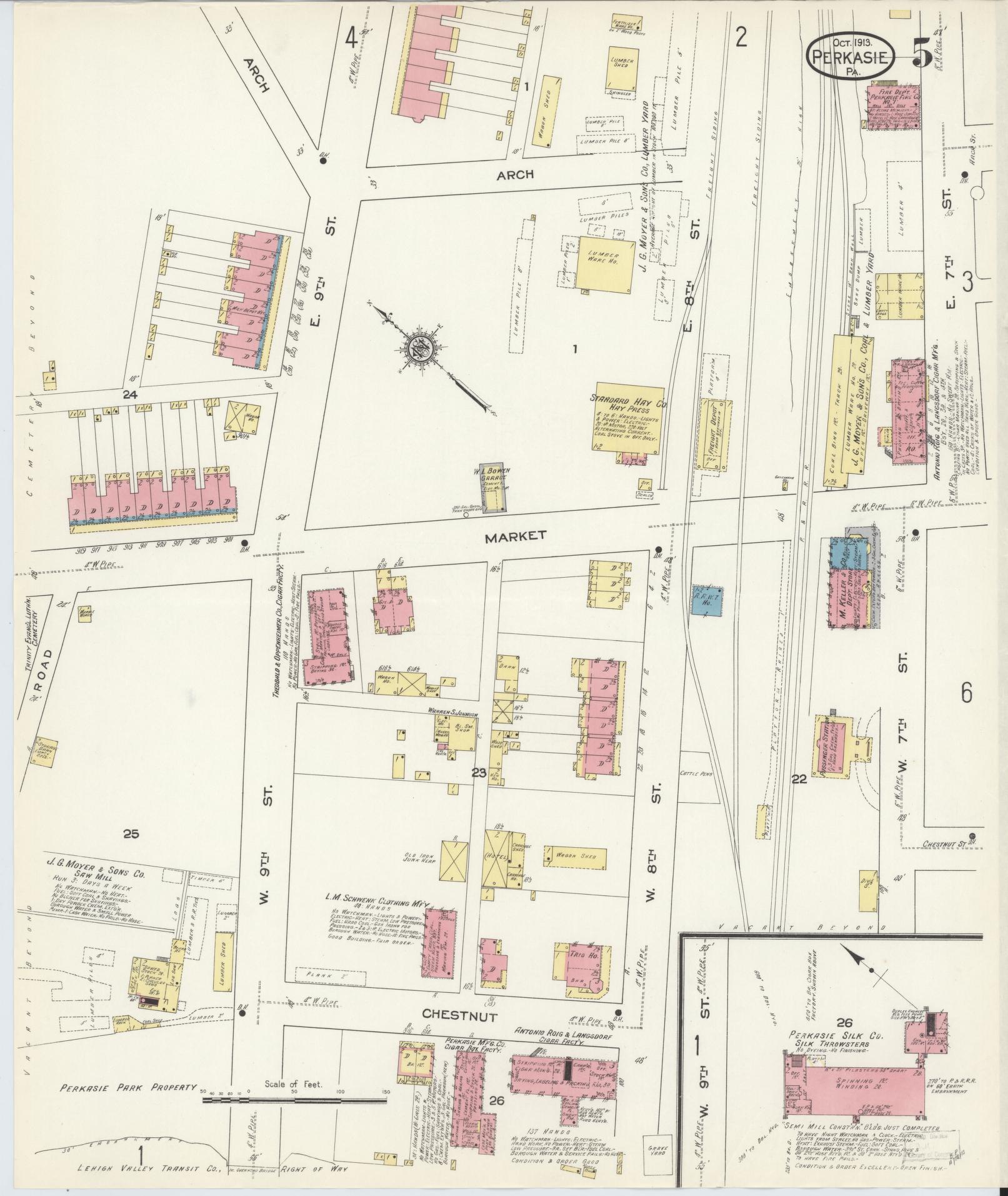Sanborn Fire Insurance Map from Perkasie, Bucks County, Pennsylvania (1913), Sheet #0005 - Complete Map Set gallery image, historic Sanborn map, vintage wall art, Pennsylvania Pennsylvania