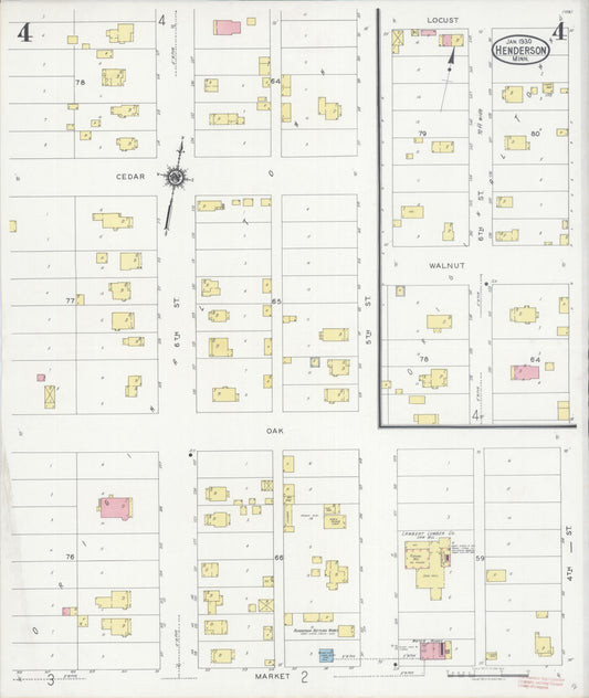 Sanborn Fire Insurance Map from Henderson, Sibley County, Minnesota (1930), Sheet #0004 - Historic Sanborn Fire Insurance Map Print, vintage old map wall art, antique decor, genealogy gift, Minnesota Minnesota map