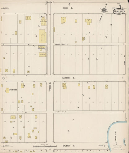 Sanborn Fire Insurance Map from Uvalde, Uvalde County, Texas (1922), Sheet #0007 - Historic Sanborn Fire Insurance Map Print, vintage old map wall art, antique decor, genealogy gift, Texas Texas map