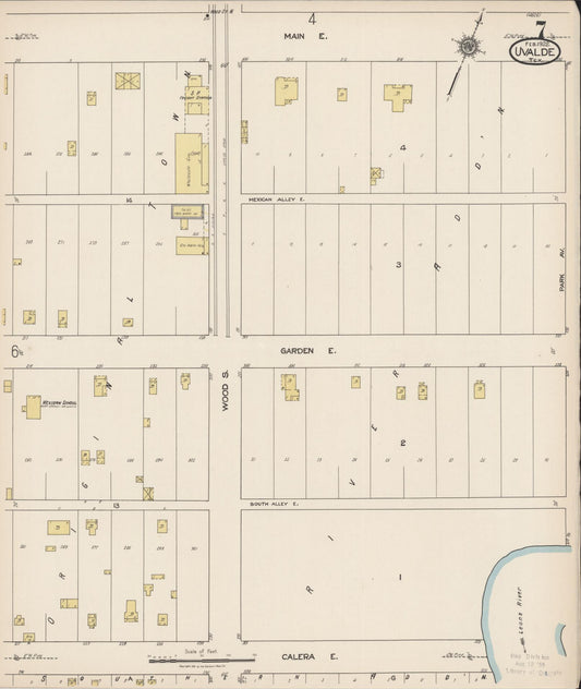 Sanborn Fire Insurance Map from Uvalde, Uvalde County, Texas (1922), Sheet #0007 - Historic Sanborn Fire Insurance Map Print, vintage old map wall art, antique decor, genealogy gift, Texas Texas map