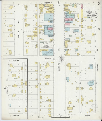 Sanborn Fire Insurance Map from Burlingame, Osage County, Kansas (1897), Sheet #0003 - Complete Map Set gallery image, historic Sanborn map, vintage wall art, Kansas Kansas