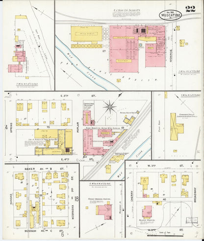 Sanborn Fire Insurance Map from Muscatine, Muscatine County, Iowa (1905), Sheet #0022 - Historic Sanborn Fire Insurance Map Print