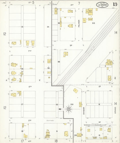 Sanborn Fire Insurance Map from La Grande, Union County, Oregon (1903), Sheet #0013 - Complete Map Set gallery image, historic Sanborn map, vintage wall art, Oregon Oregon
