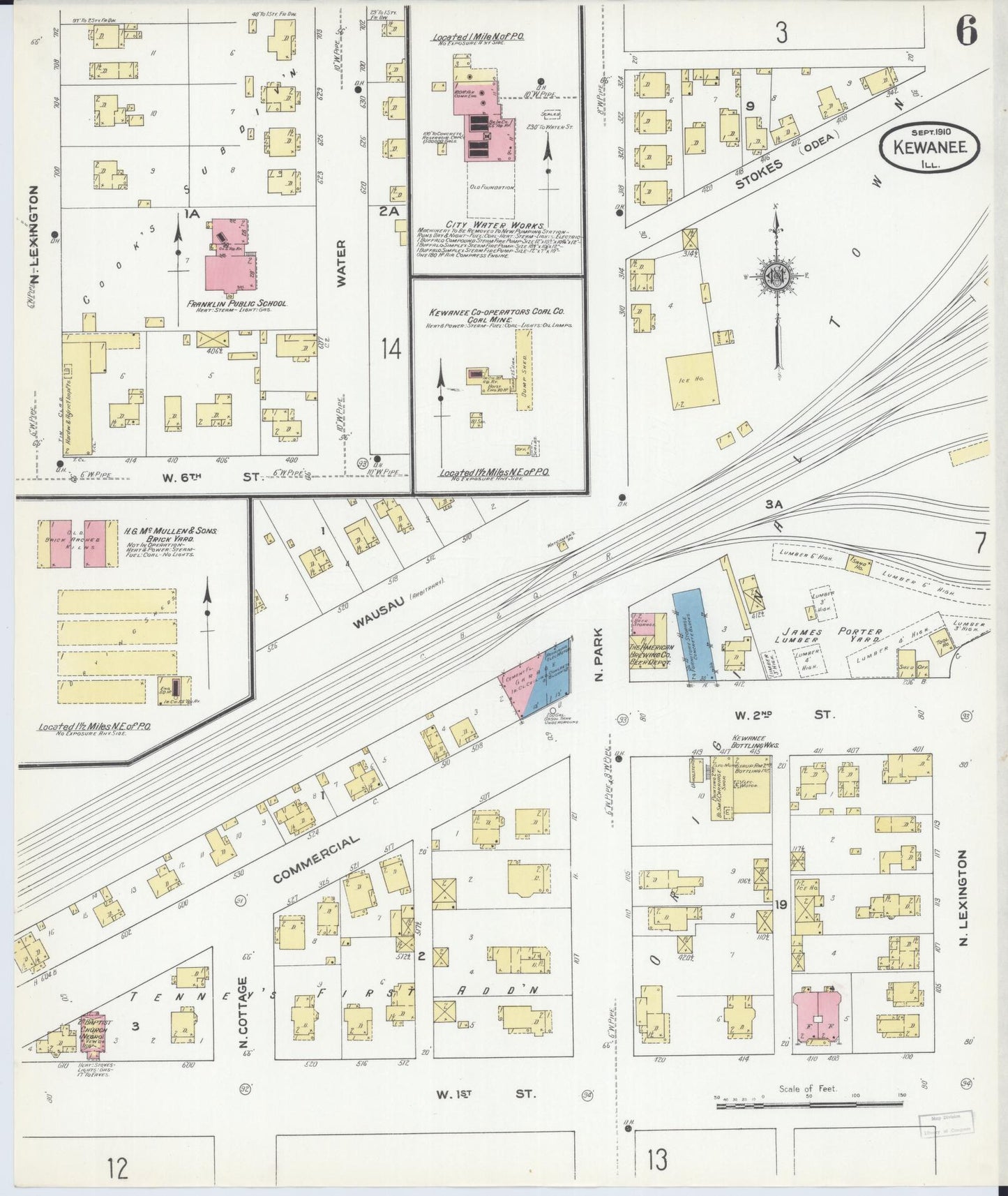 Sanborn Fire Insurance Map from Kewanee, Henry County, Illinois (1910), Sheet #0006 - Complete Map Set gallery image, historic Sanborn map, vintage wall art, Illinois Illinois