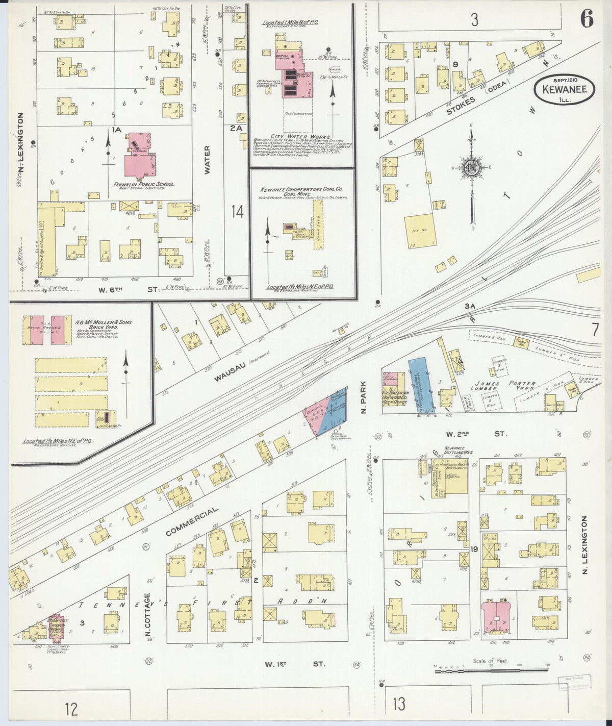 Sanborn Fire Insurance Map from Kewanee, Henry County, Illinois (1910), Sheet #0006 - Complete Map Set gallery image, historic Sanborn map, vintage wall art, Illinois Illinois