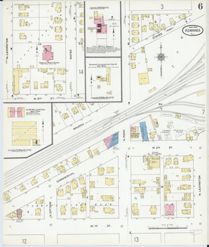Sanborn Fire Insurance Map from Kewanee, Henry County, Illinois (1910), Sheet #0006 - Complete Map Set gallery image, historic Sanborn map, vintage wall art, Illinois Illinois