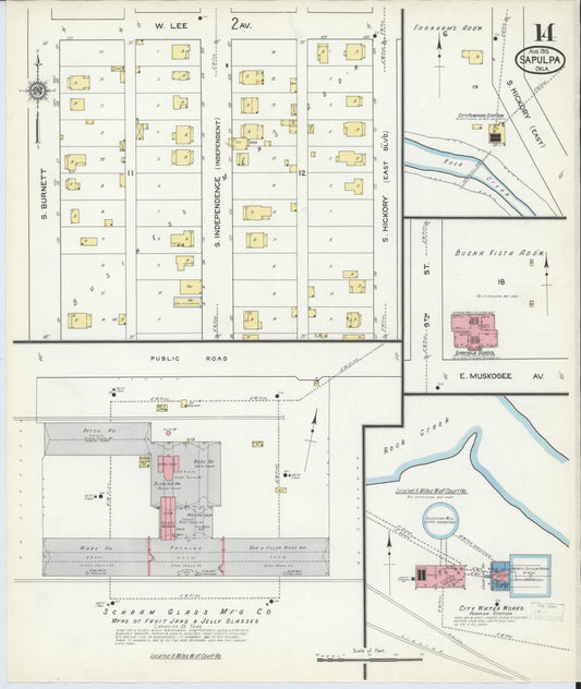 Sanborn Fire Insurance Map from Sapulpa, Creek County, Oklahoma (1915), Sheet #0014 - Historic Sanborn Fire Insurance Map Print, vintage old map wall art, antique decor, genealogy gift, Oklahoma Oklahoma map