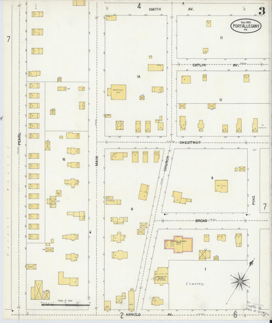 Sanborn Fire Insurance Map from Port Allegany, McKean County, Pennsylvania (1903), Sheet #0003 - Historic Sanborn Fire Insurance Map Print, vintage old map wall art, antique decor, genealogy gift, Pennsylvania Pennsylvania map