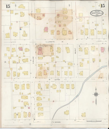 Sanborn Fire Insurance Map from Fayetteville, Washington County, Arkansas (1948), Sheet #0015 - Complete Map Set gallery image, historic Sanborn map, vintage wall art, Arkansas Arkansas