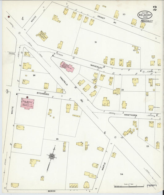 Sanborn Fire Insurance Map from Belmont, Middlesex County, Massachusetts (1910), Sheet #0002 - Historic Sanborn Fire Insurance Map Print, vintage old map wall art, antique decor, genealogy gift, Massachusetts Massachusetts map