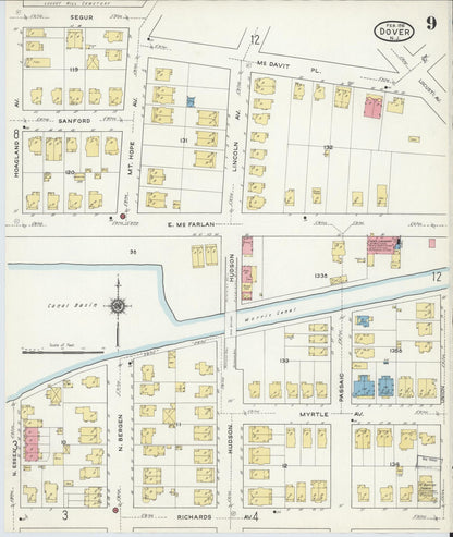 Sanborn Fire Insurance Map from Dover, Morris County, New Jersey (1916), Sheet #0009 - Complete Map Set gallery image, historic Sanborn map, vintage wall art, New Jersey New Jersey