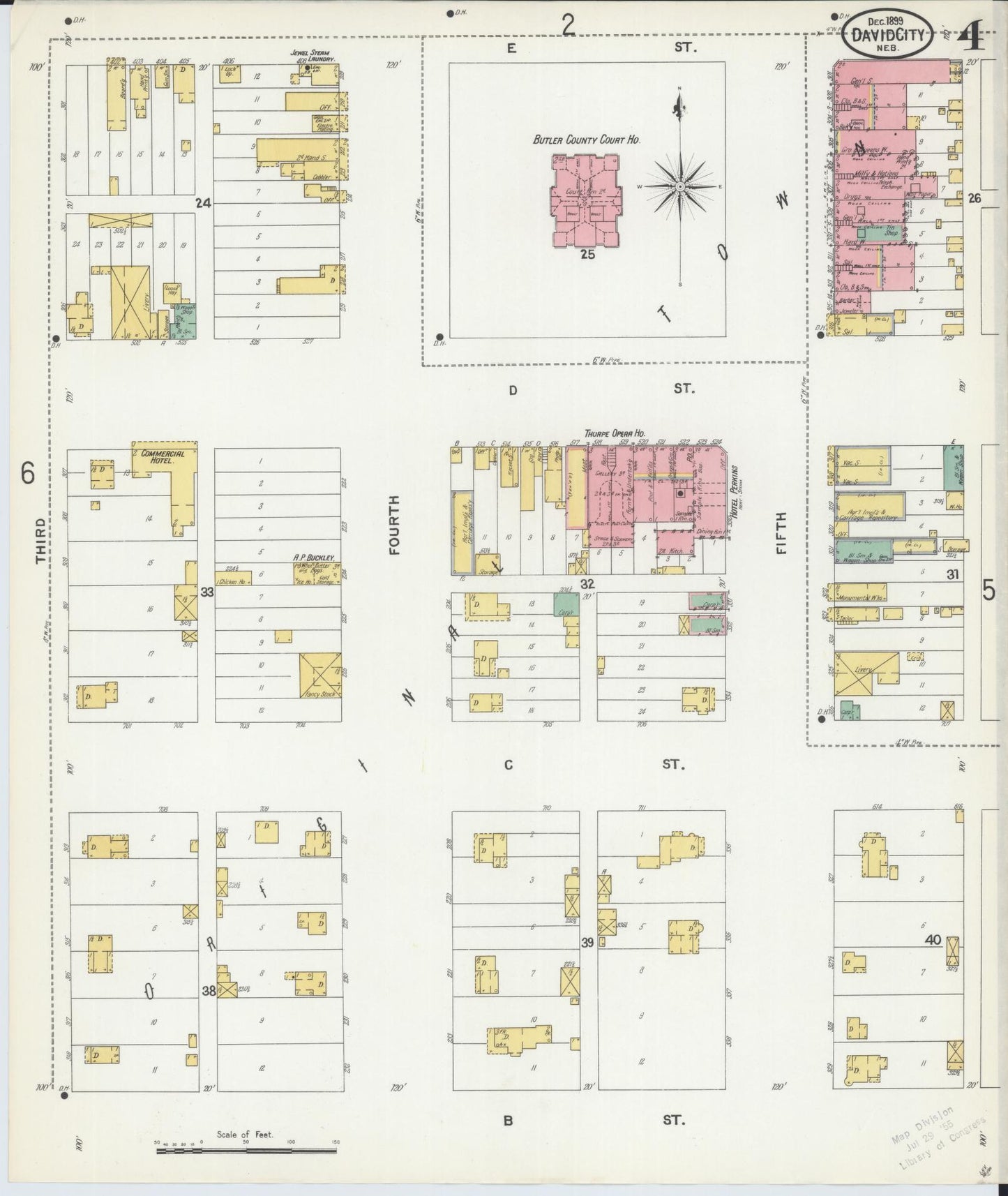 Sanborn Fire Insurance Map from David City, Butler County, Nebraska (1899), Sheet #0004 - Complete Map Set gallery image, historic Sanborn map, vintage wall art, Nebraska Nebraska