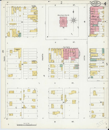Sanborn Fire Insurance Map from David City, Butler County, Nebraska (1899), Sheet #0004 - Complete Map Set gallery image, historic Sanborn map, vintage wall art, Nebraska Nebraska