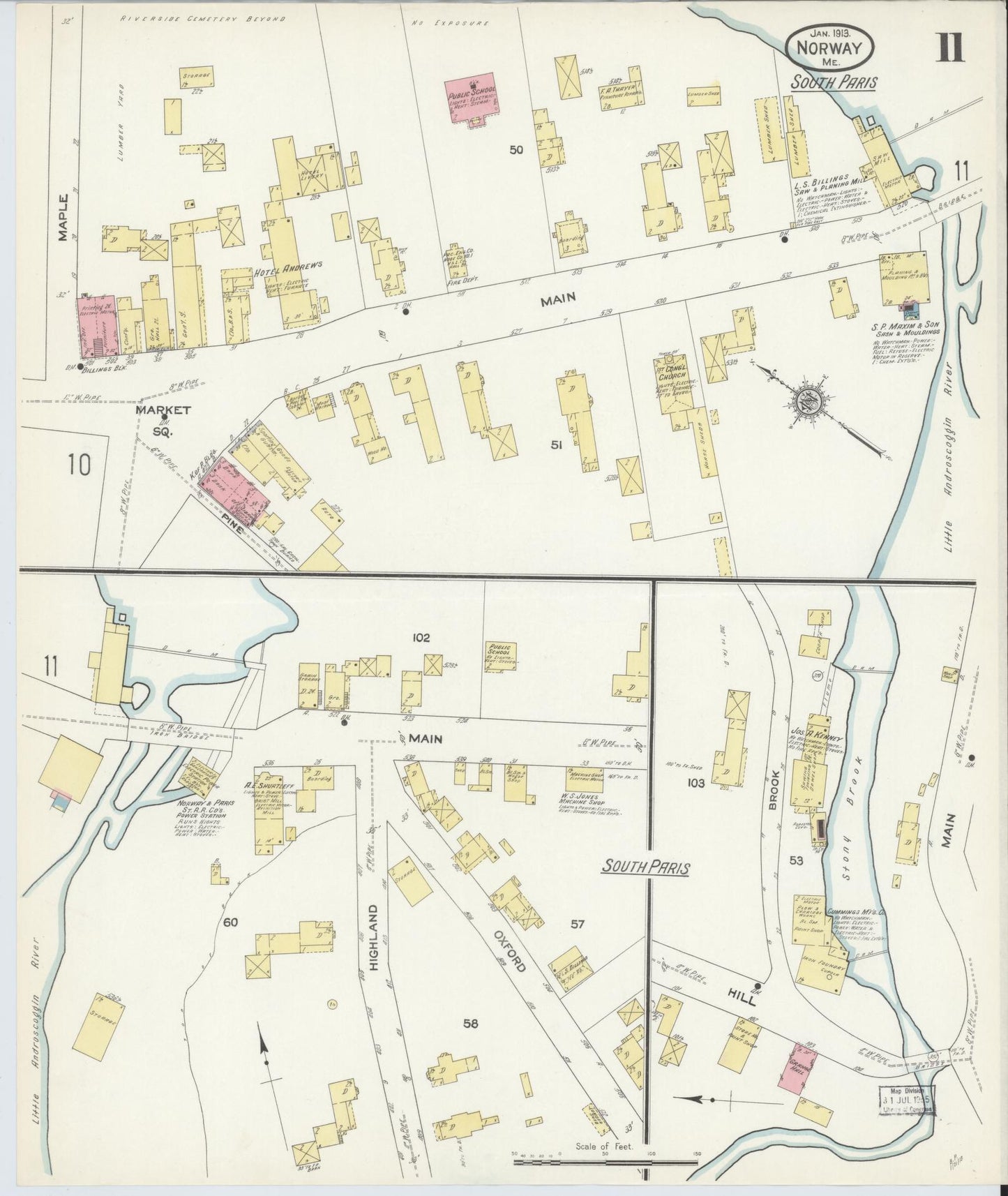 Sanborn Fire Insurance Map from Norway, Oxford County, Maine (1913), Sheet #0011 - Complete Map Set gallery image, historic Sanborn map, vintage wall art, Maine Maine