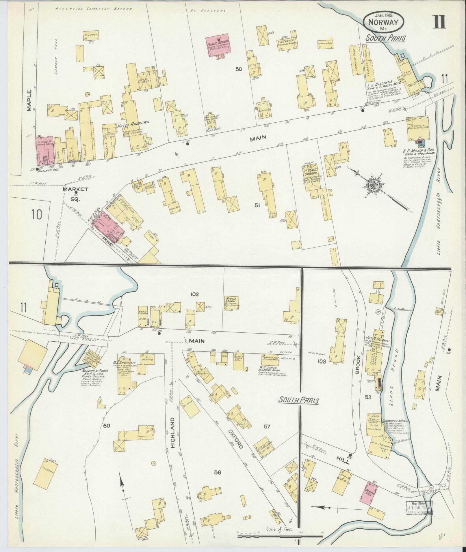 Sanborn Fire Insurance Map from Norway, Oxford County, Maine (1913), Sheet #0011 - Complete Map Set gallery image, historic Sanborn map, vintage wall art, Maine Maine