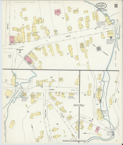 Sanborn Fire Insurance Map from Norway, Oxford County, Maine (1913), Sheet #0011 - Complete Map Set gallery image, historic Sanborn map, vintage wall art, Maine Maine