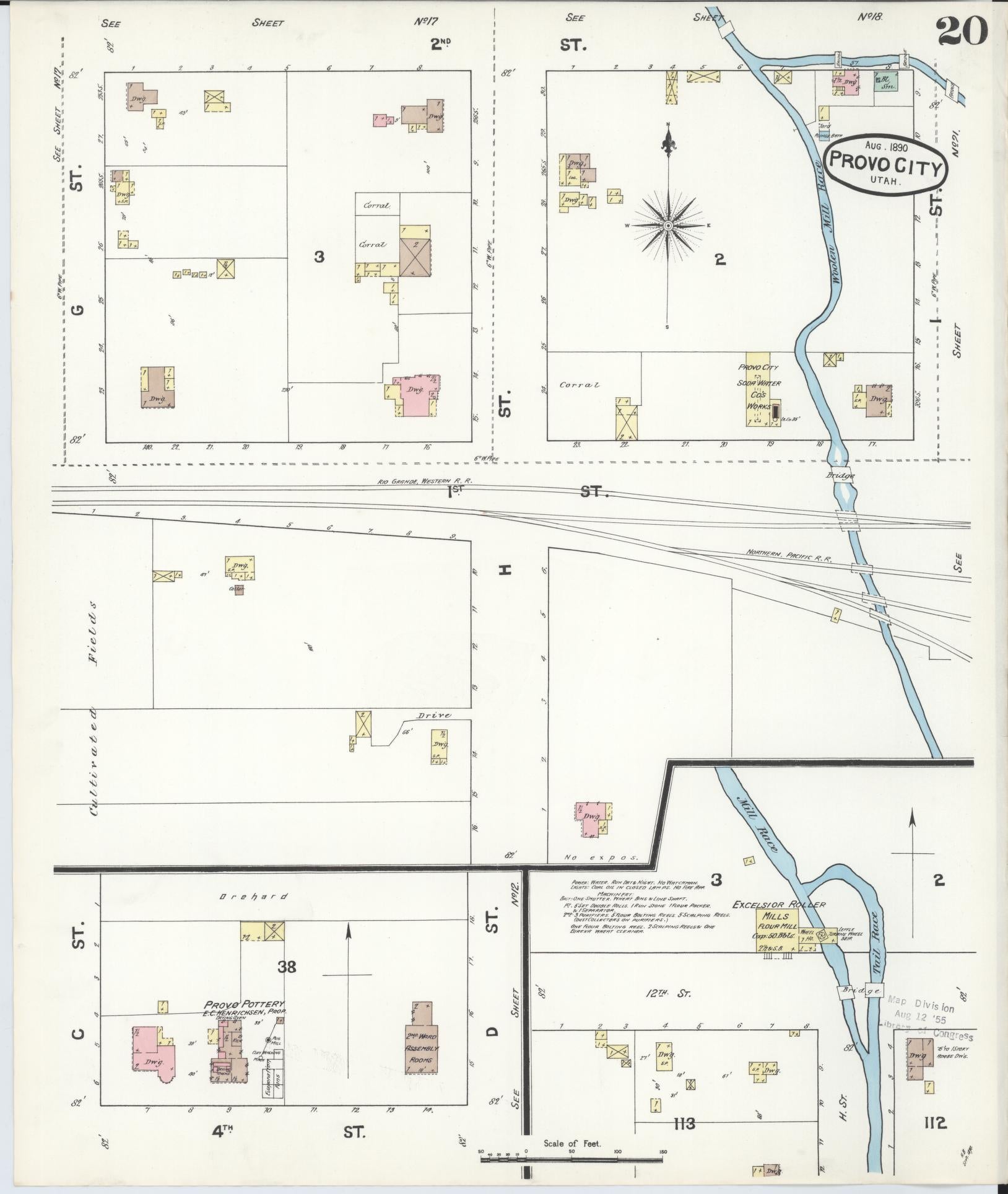 Sanborn Fire Insurance Map from Provo, Utah County, Utah (1890), Sheet #0020 - Complete Map Set gallery image, historic Sanborn map, vintage wall art, Provo Utah