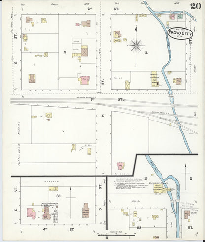 Sanborn Fire Insurance Map from Provo, Utah County, Utah (1890), Sheet #0020 - Complete Map Set gallery image, historic Sanborn map, vintage wall art, Provo Utah