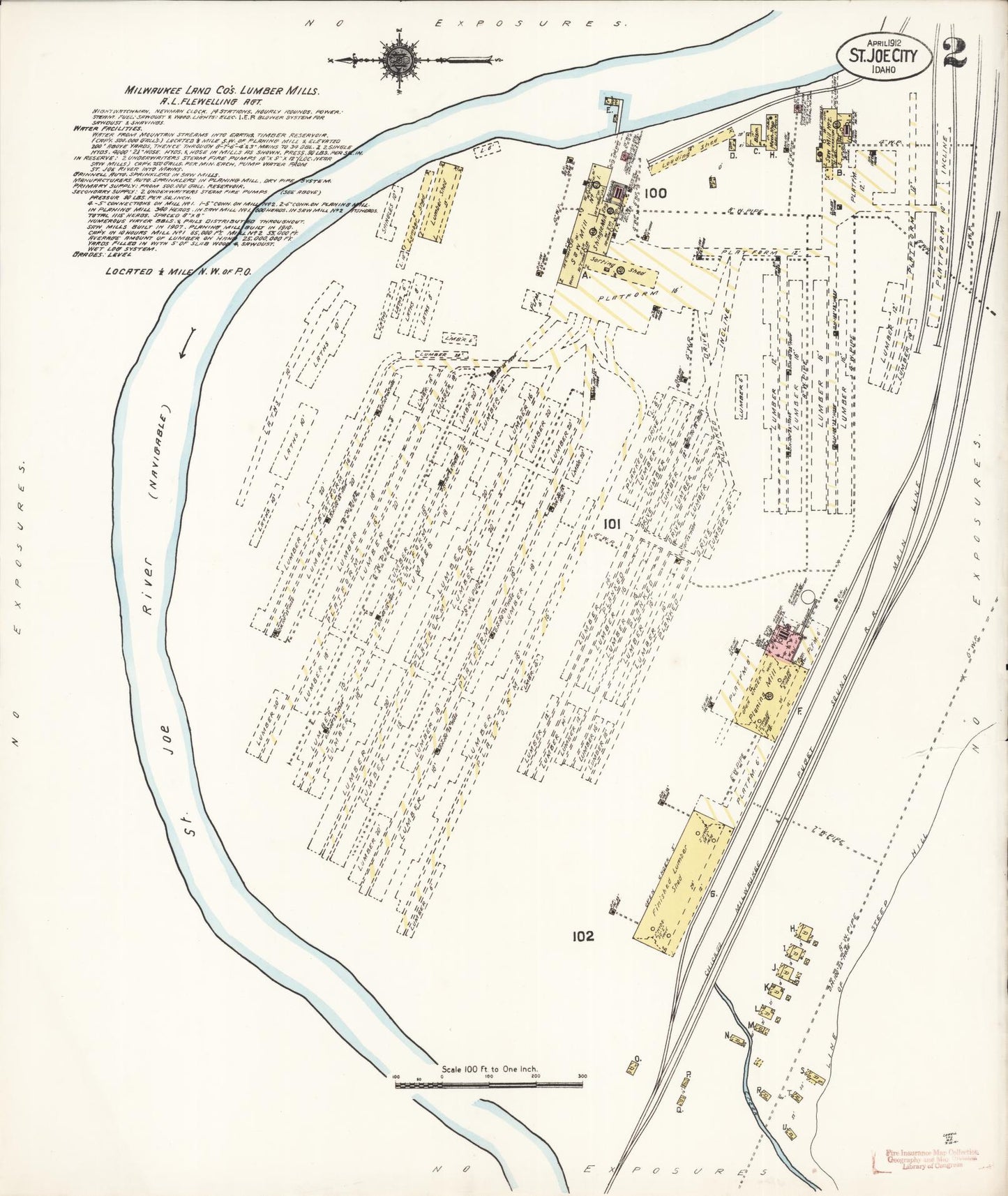 Sanborn Fire Insurance Map from Saint Joe City, Benewah County, Idaho (1912), Sheet #0002 - Complete Map Set gallery image, historic Sanborn map, vintage wall art, Idaho Idaho