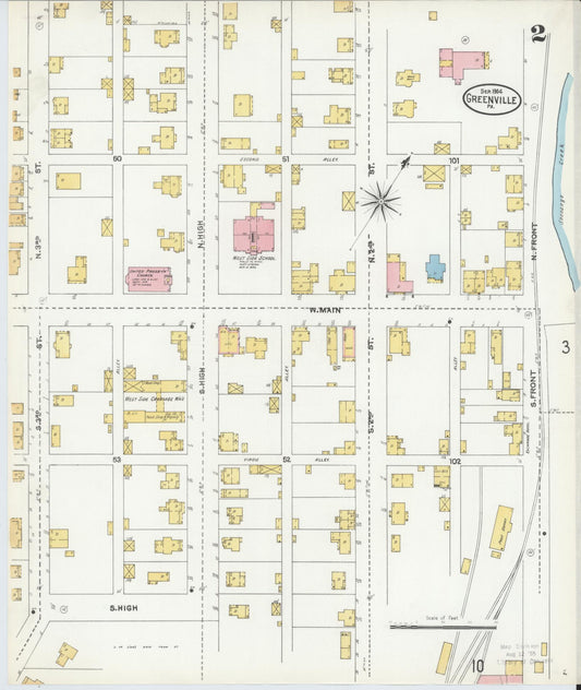 Sanborn Fire Insurance Map from Greenville, Mercer County, Pennsylvania (1904), Sheet #0002 - Historic Sanborn Fire Insurance Map Print, vintage old map wall art, antique decor, genealogy gift, Pennsylvania Pennsylvania map
