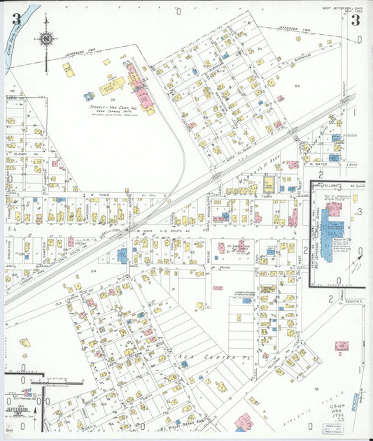 Sanborn Fire Insurance Map from West Jefferson, Madison County, Ohio (1952), Sheet #0003 - Historic Sanborn Fire Insurance Map Print, vintage old map wall art, antique decor, genealogy gift, Ohio Ohio map