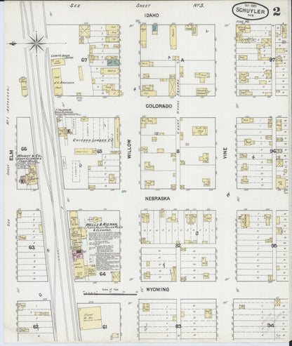 Sanborn Fire Insurance Map from Schuyler, Colfax County, Nebraska (1889), Sheet #0002 - Complete Map Set gallery image, historic Sanborn map, vintage wall art, Nebraska Nebraska