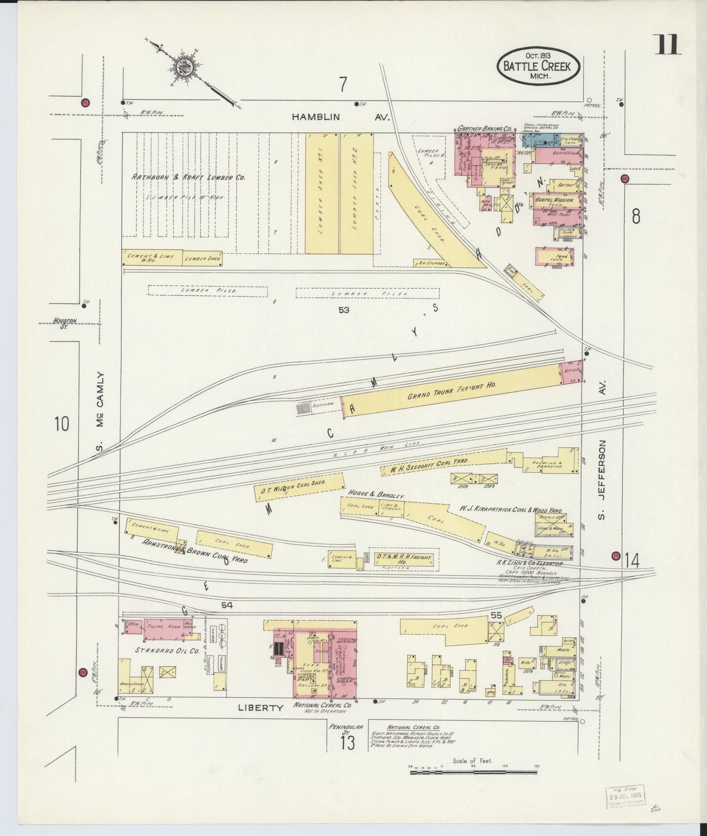 Sanborn Fire Insurance Map from Battle Creek, Calhoun County, Michigan (1913), Sheet #0011 - Historic Sanborn Fire Insurance Map Print, vintage old map wall art, antique decor, genealogy gift, Michigan Michigan map
