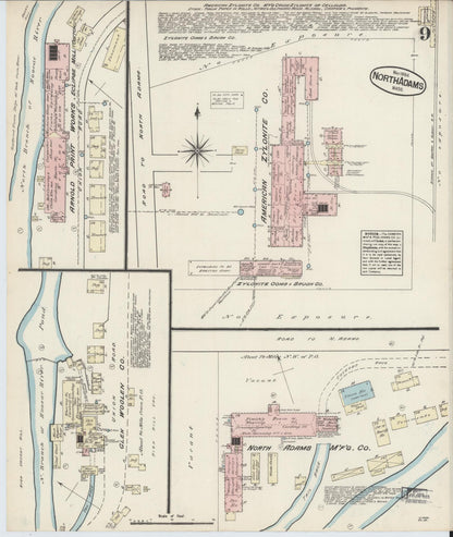 Sanborn Fire Insurance Map from North Adams, Berkshire County, Massachusetts (1884), Sheet #0009 - Historic Sanborn Fire Insurance Map Print, vintage old map wall art, antique decor, genealogy gift, Massachusetts Massachusetts map