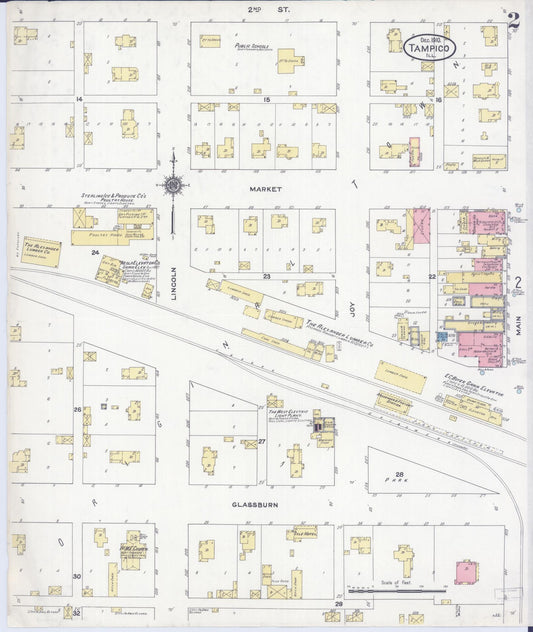 Sanborn Fire Insurance Map from Tampico, Whiteside County, Illinois (1910), Sheet #0002 - Historic Sanborn Fire Insurance Map Print, vintage old map wall art, antique decor, genealogy gift, Illinois Illinois map