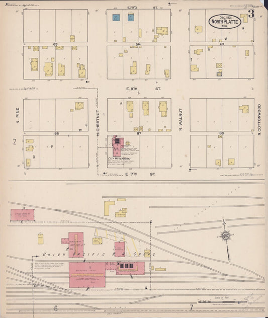 Sanborn Fire Insurance Map from North Platte, Lincoln County, Nebraska (1921), Sheet #0003 - Historic Sanborn Fire Insurance Map Print, vintage old map wall art, antique decor, genealogy gift, Nebraska Nebraska map