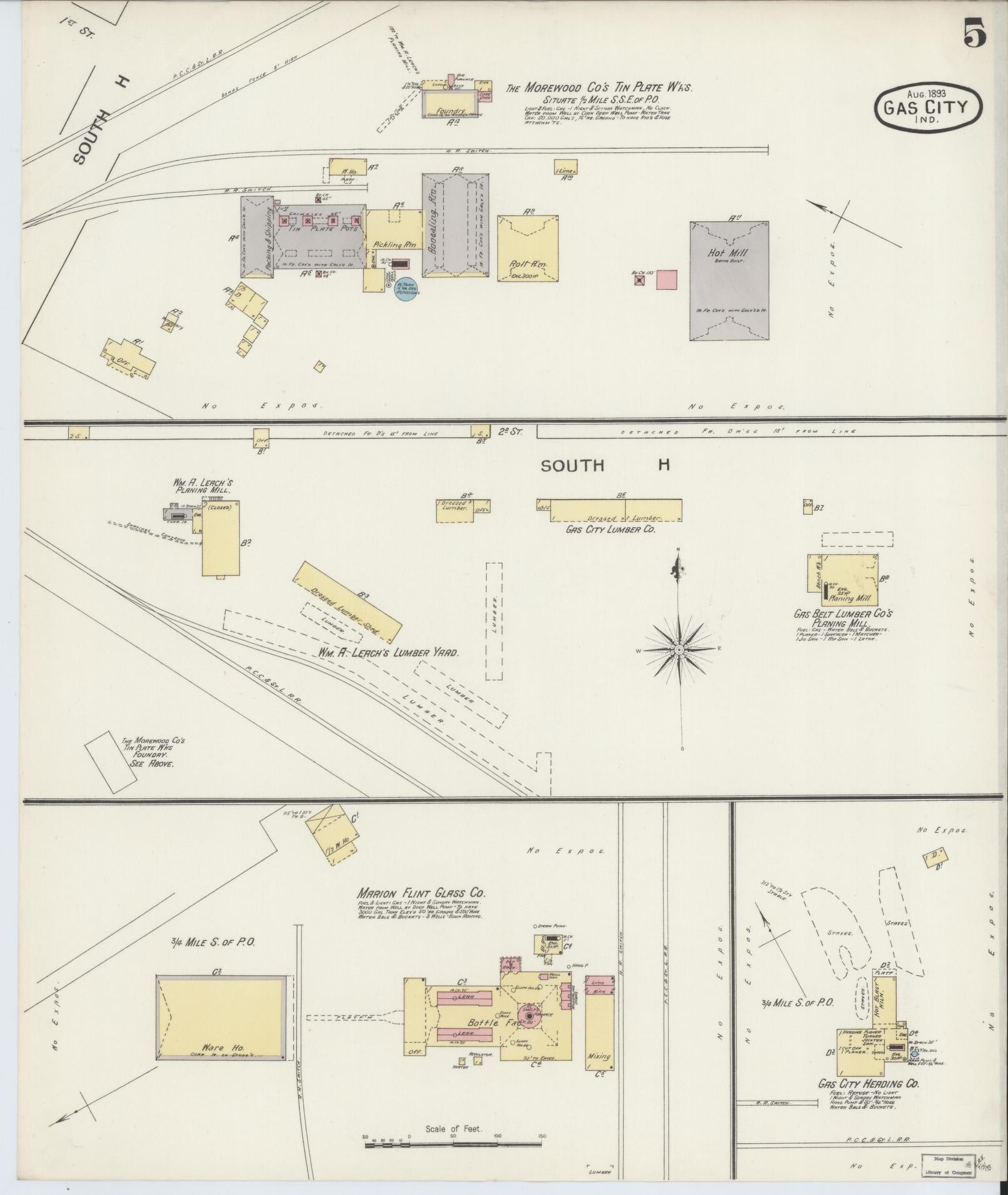 Sanborn Fire Insurance Map from Gas City, Grant County, Indiana (1893), Sheet #0005 - Complete Map Set gallery image, historic Sanborn map, vintage wall art, Indiana Indiana
