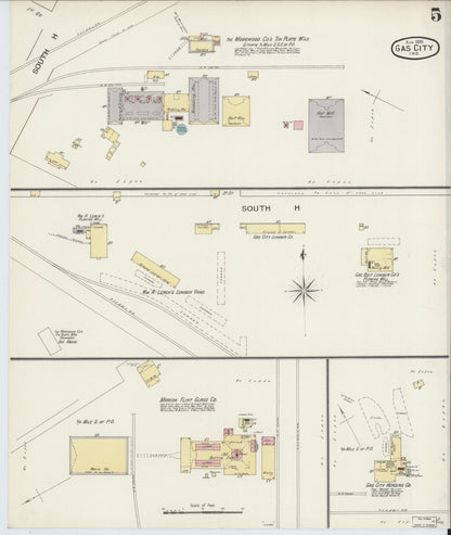 Sanborn Fire Insurance Map from Gas City, Grant County, Indiana (1893), Sheet #0005 - Complete Map Set gallery image, historic Sanborn map, vintage wall art, Indiana Indiana