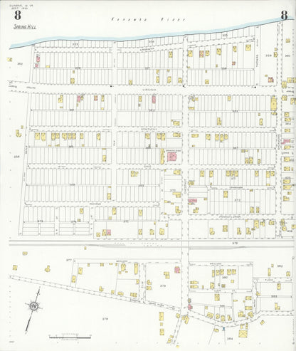 Sanborn Fire Insurance Map from Dunbar, Kanawha County, West Virginia (1933), Sheet #0008 - Complete Map Set gallery image, historic Sanborn map, vintage wall art, West Virginia West Virginia
