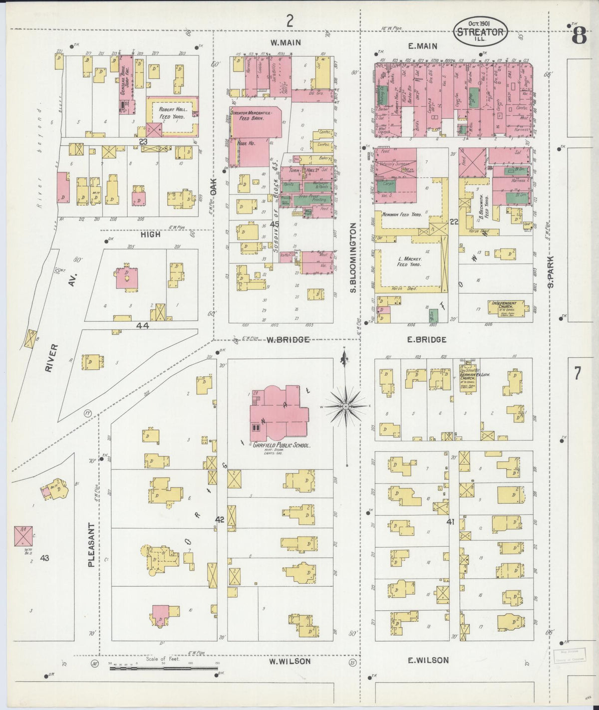 Sanborn Fire Insurance Map from Streator, La Salle County, Illinois (1901), Sheet #0008 - Complete Map Set gallery image, historic Sanborn map, vintage wall art, Illinois Illinois