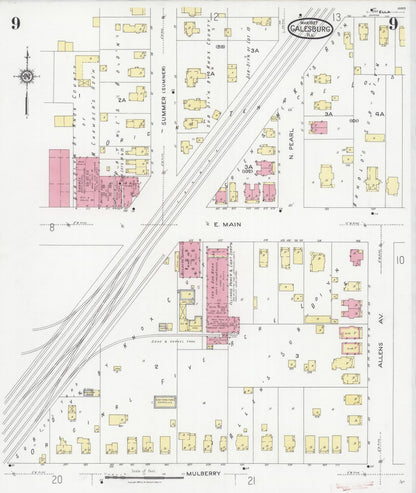 Sanborn Fire Insurance Map from Galesburg, Knox County, Illinois (1927), Sheet #0009 - Complete Map Set gallery image, historic Sanborn map, vintage wall art, Illinois Illinois