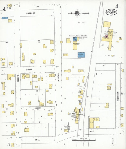 Sanborn Fire Insurance Map from Seymour, Outagamie County, Wisconsin (1923), Sheet #0004 - Historic Sanborn Fire Insurance Map Print, vintage old map wall art, antique decor, genealogy gift, Wisconsin Wisconsin map