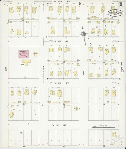 Sanborn Fire Insurance Map from North Platte, Lincoln County, Nebraska (1909), Sheet #0009 - Complete Map Set gallery image, historic Sanborn map, vintage wall art, Nebraska Nebraska