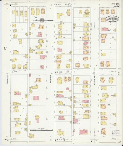 Sanborn Fire Insurance Map from Atchison, Atchison County, Kansas (1910), Sheet #0022 - Complete Map Set gallery image, historic Sanborn map, vintage wall art, Kansas Kansas