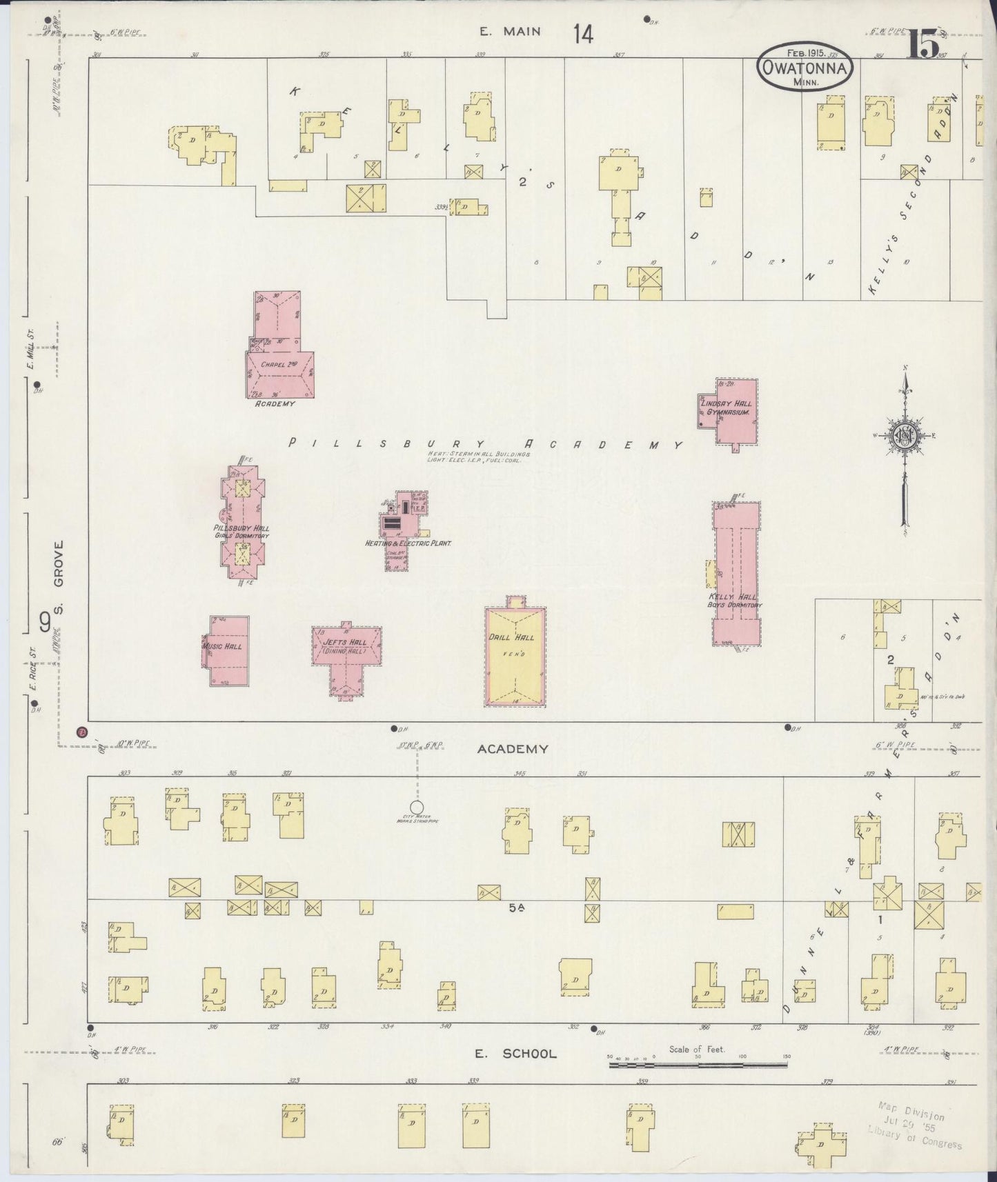 Sanborn Fire Insurance Map from Owatonna, Steele County, Minnesota (1915), Sheet #0015 - Historic Sanborn Fire Insurance Map Print, vintage old map wall art, antique decor, genealogy gift, Minnesota Minnesota map