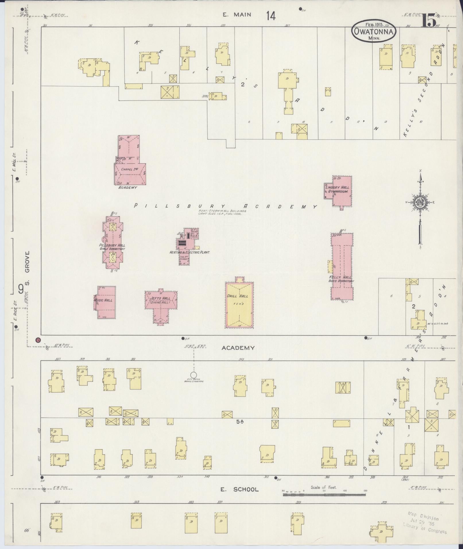 Sanborn Fire Insurance Map from Owatonna, Steele County, Minnesota (1915), Sheet #0015 - Historic Sanborn Fire Insurance Map Print, vintage old map wall art, antique decor, genealogy gift, Minnesota Minnesota map