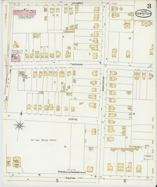 Sanborn Fire Insurance Map from Hempstead, Nassau County, New York (1897), Sheet #0003 - Historic Sanborn Fire Insurance Map Print, vintage old map wall art, antique decor, genealogy gift, New York New York map