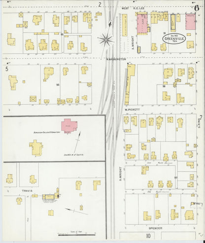 Sanborn Fire Insurance Map from Greenville, Hunt County, Texas (1903), Sheet #0006 - Historic Sanborn Fire Insurance Map Print, vintage old map wall art, antique decor, genealogy gift, Texas Texas map