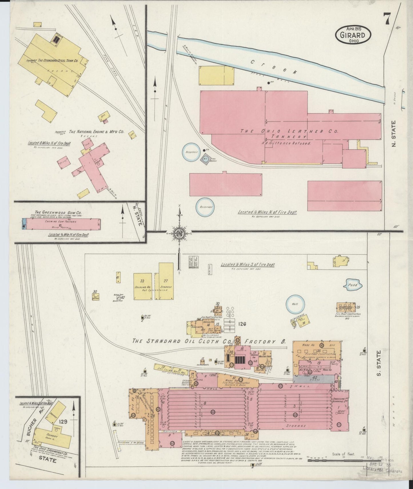 Sanborn Fire Insurance Map from Girard, Trumbull County, Ohio (1915), Sheet #0007 - Historic Sanborn Fire Insurance Map Print, vintage old map wall art, antique decor, genealogy gift, Ohio Ohio map