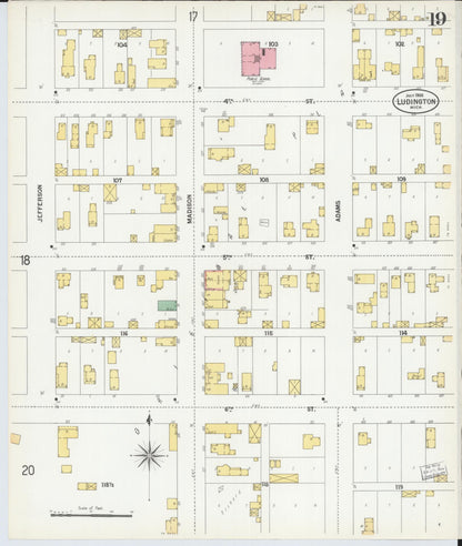Sanborn Fire Insurance Map from Ludington, Mason County, Michigan (1900), Sheet #0019 - Complete Map Set gallery image, historic Sanborn map, vintage wall art, Michigan Michigan