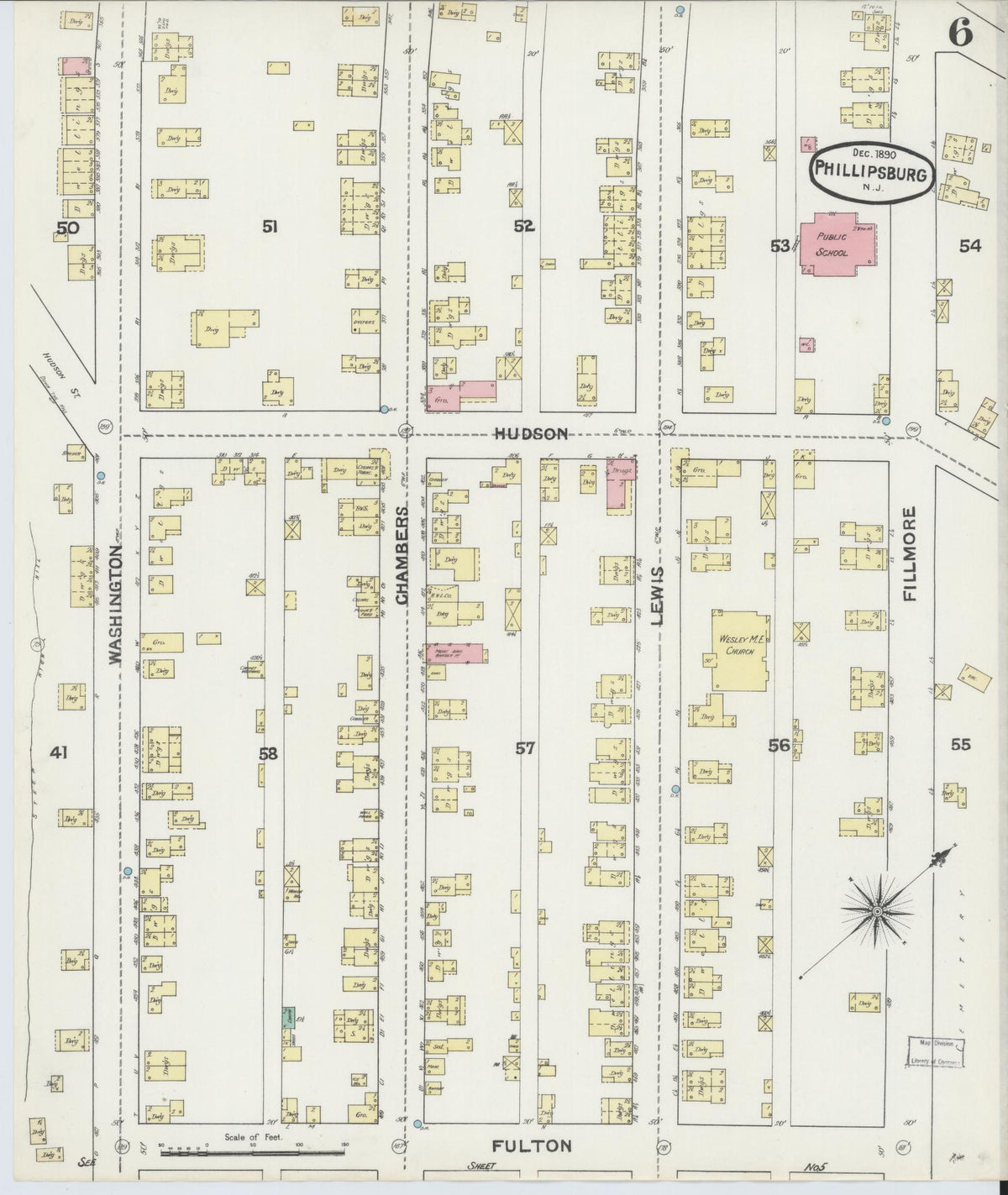Sanborn Fire Insurance Map from Phillipsburg, Warren County, New Jersey (1890), Sheet #0006 - Complete Map Set gallery image, historic Sanborn map, vintage wall art, New Jersey New Jersey