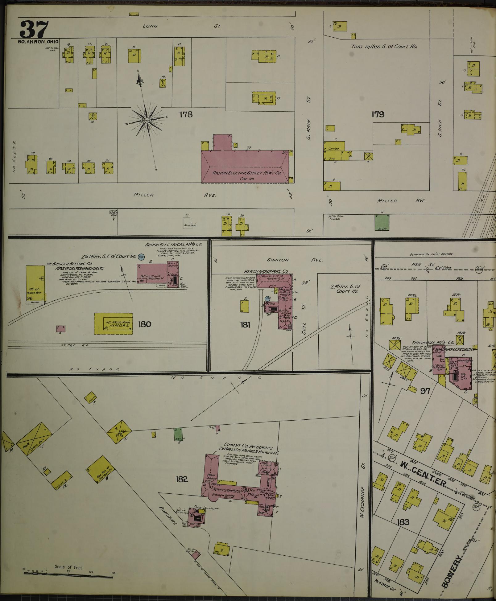 Sanborn Fire Insurance Map from Akron, Summit County, Ohio (1892), Sheet #0037 - Complete Map Set gallery image, historic Sanborn map, vintage wall art, Ohio Ohio