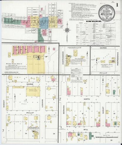 Sanborn Fire Insurance Map from Mascoutah, Saint Clair County, Illinois (1910), Sheet #0001 - Complete Map Set gallery image, historic Sanborn map, vintage wall art, Illinois Illinois