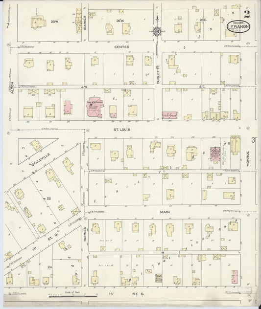 Sanborn Fire Insurance Map from Lebanon, Saint Clair County, Illinois (1914), Sheet #0002 - Historic Sanborn Fire Insurance Map Print, vintage old map wall art, antique decor, genealogy gift, Illinois Illinois map