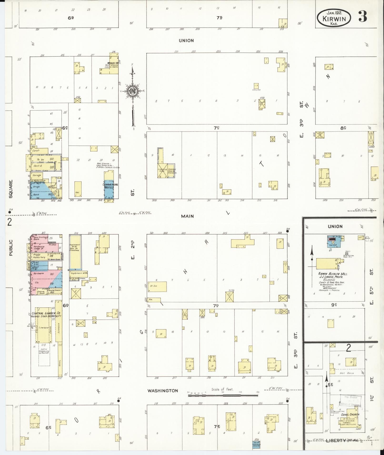 Sanborn Fire Insurance Map from Kirwin, Phillips County, Kansas (1912), Sheet #0003 - Historic Sanborn Fire Insurance Map Print, vintage old map wall art, antique decor, genealogy gift, Kansas Kansas map